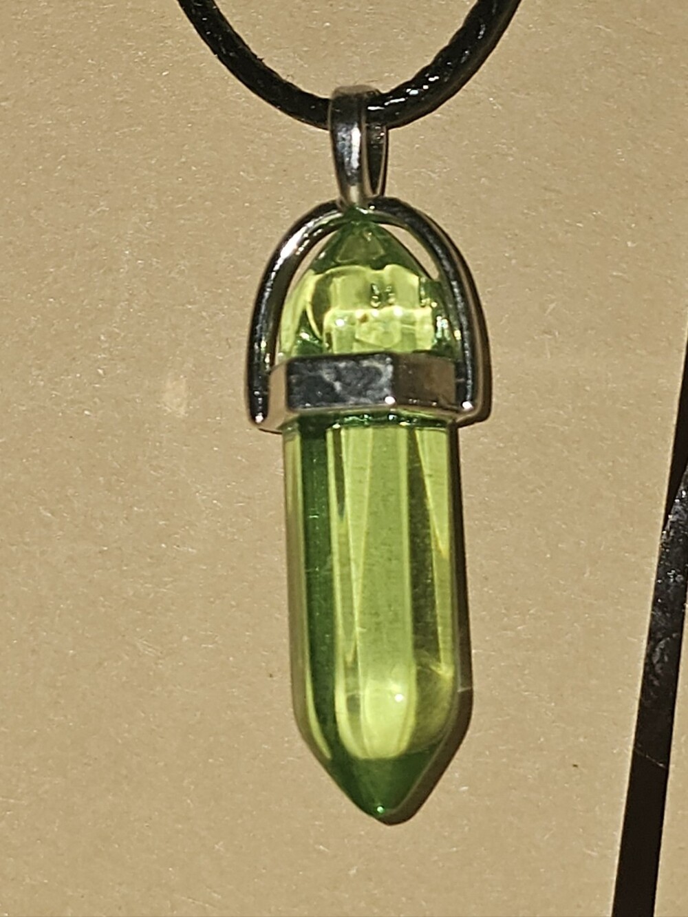 Green Crystal Point Pendant Necklace - Unbranded